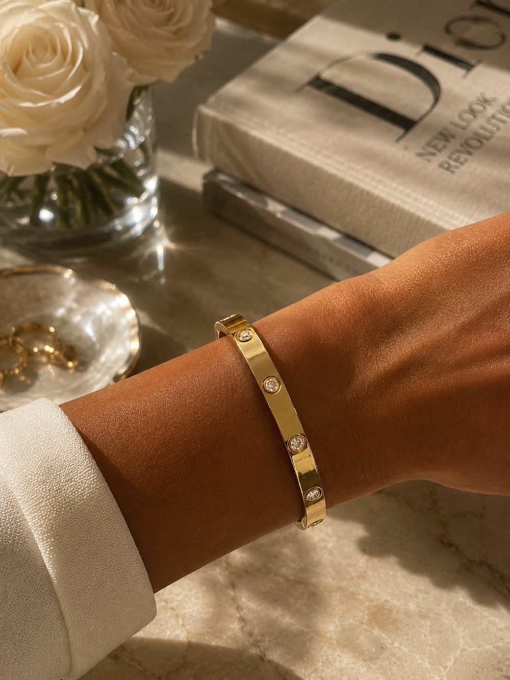 Gold Crystal Accent Women's Bracelet